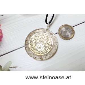 Orgon Anhänger: Selenit & Blume des Lebens